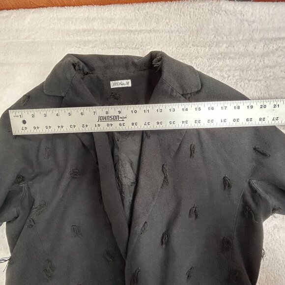 Ann May Womens Black Cropped Blazer Jacket 100% Silk Textured Open Front Size 14 - Picture 5 of 7